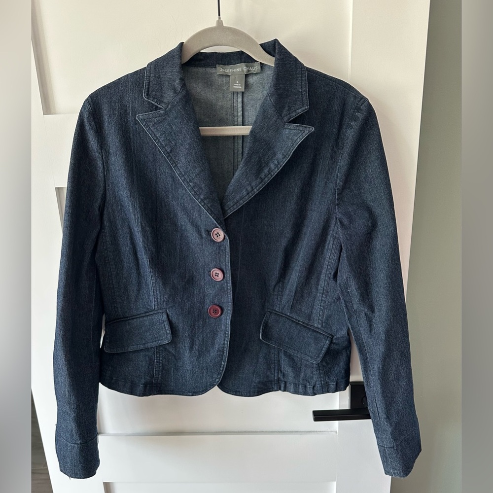 Josephine Chaus Denim Jean Jacket Size 4 Flap Pockets